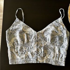 Muse Blue Floral Smocked Top